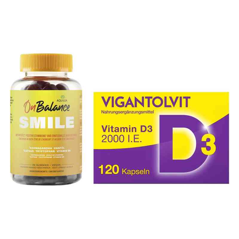 Aquilea Onbalance Smile Gummies + Vigantolvit Vitamin D3 Weichka 1 Set von  PZN 08107450
