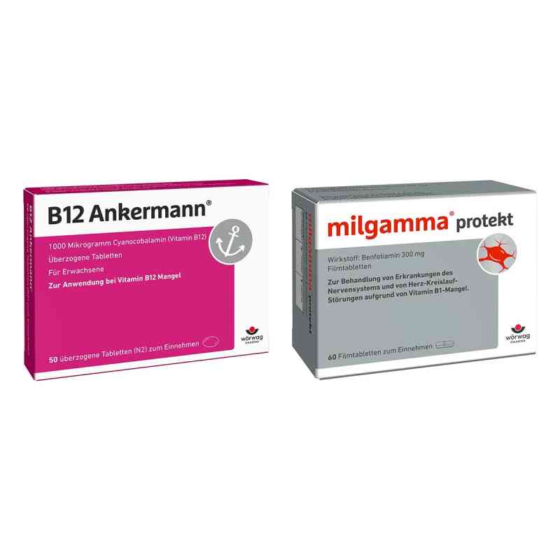 B12 Ankermann Tabletten+Milgamma Protekt Filmtabletten 1 Set von Wörwag Pharma GmbH & Co. KG PZN 08105408