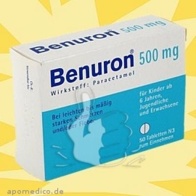 Ben-u-ron 500mg (verschreibungspflichtig) 50 stk von bene Arzneimittel GmbH PZN 02622929