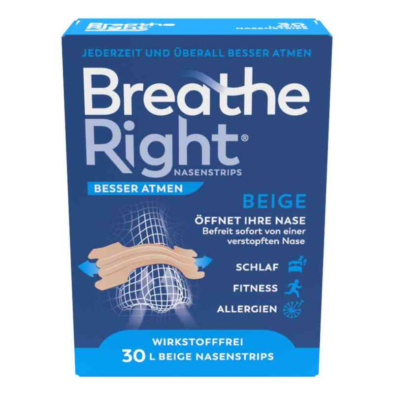 Besser Atmen Breathe Right Nasenstrips Beige Groß 30 stk von Pharma Netzwerk PNW GmbH PZN 17179167