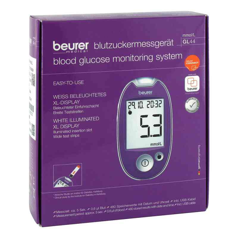 Beurer Blutzuckermessgerät Gl 44 mmol/l lila 1 stk von BEURER GmbH PZN 08600030