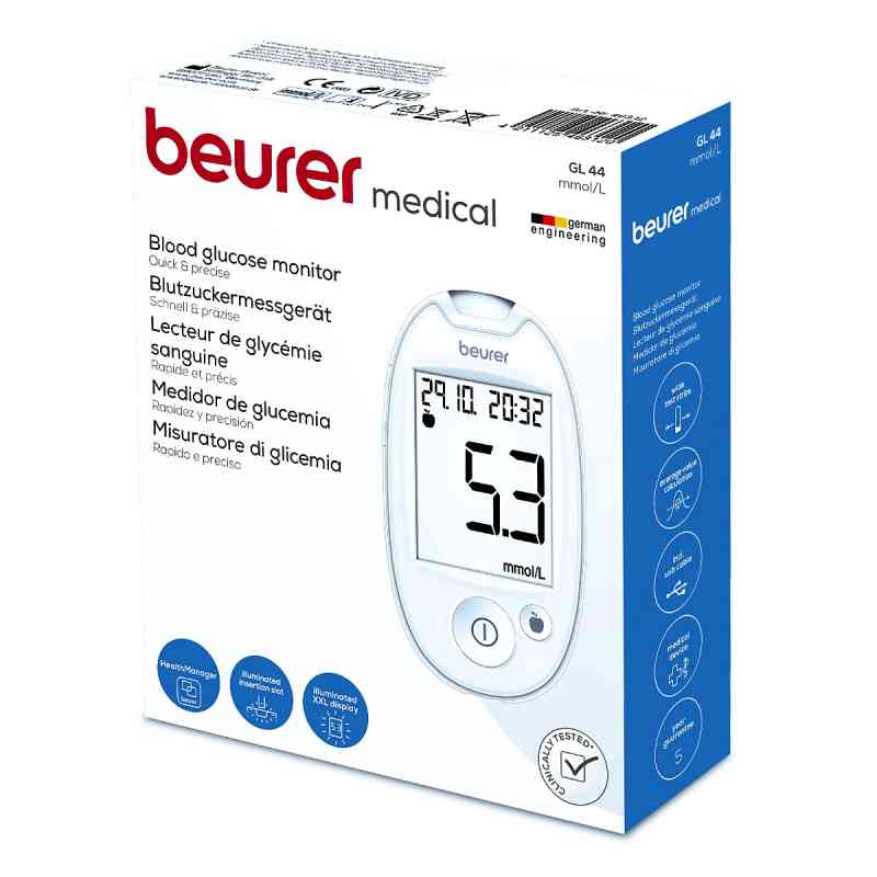 Beurer Blutzuckermessgerät Gl 44 mmol/l weiss 1 stk von BEURER GmbH PZN 08599580