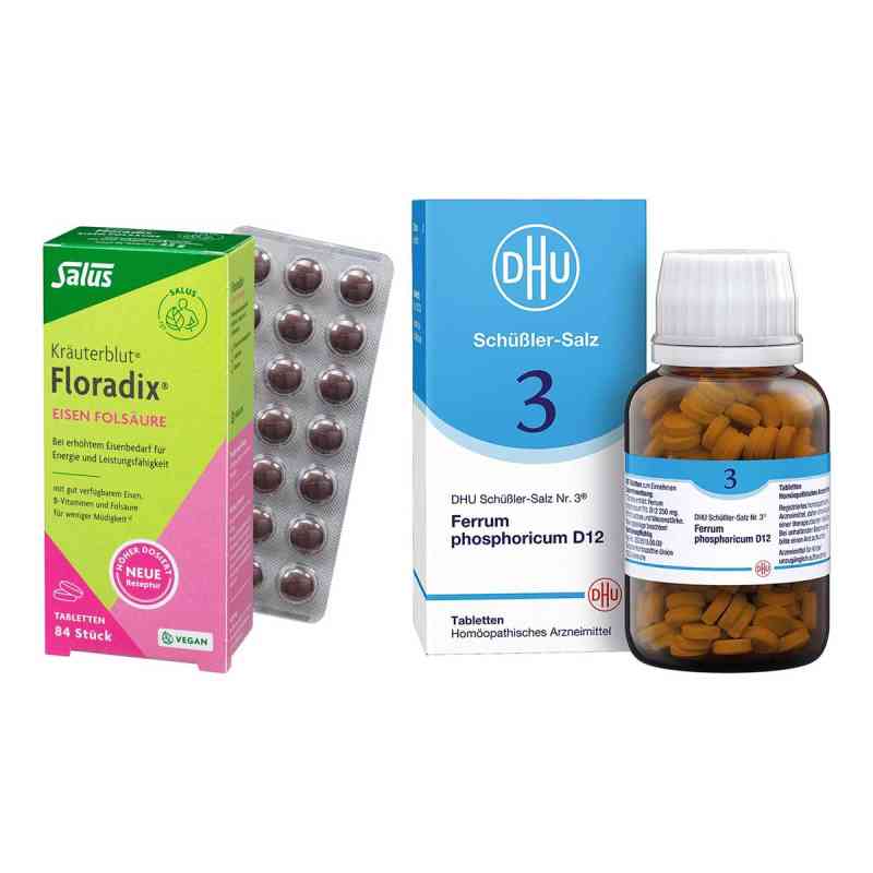 DHU Schüßler-Salz Nummer 3 und Floradix Eisen Folsäure 420+84 stk von  PZN 08105297