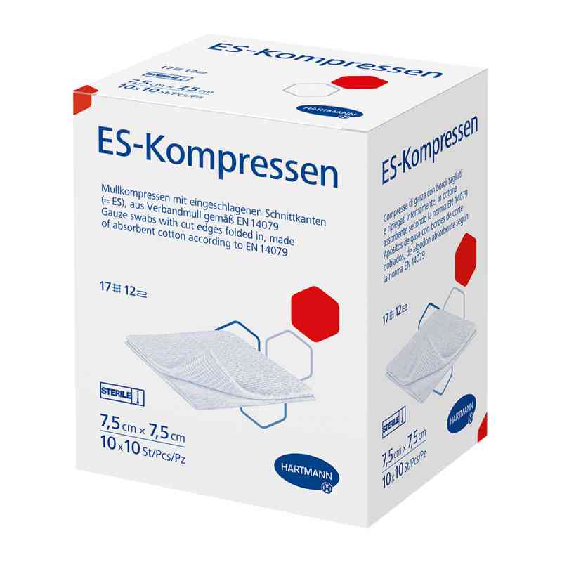 Es-kompressen steril 7,5x7,5 cm Grosspackung 10X10 stk von PAUL HARTMANN AG PZN 06453984