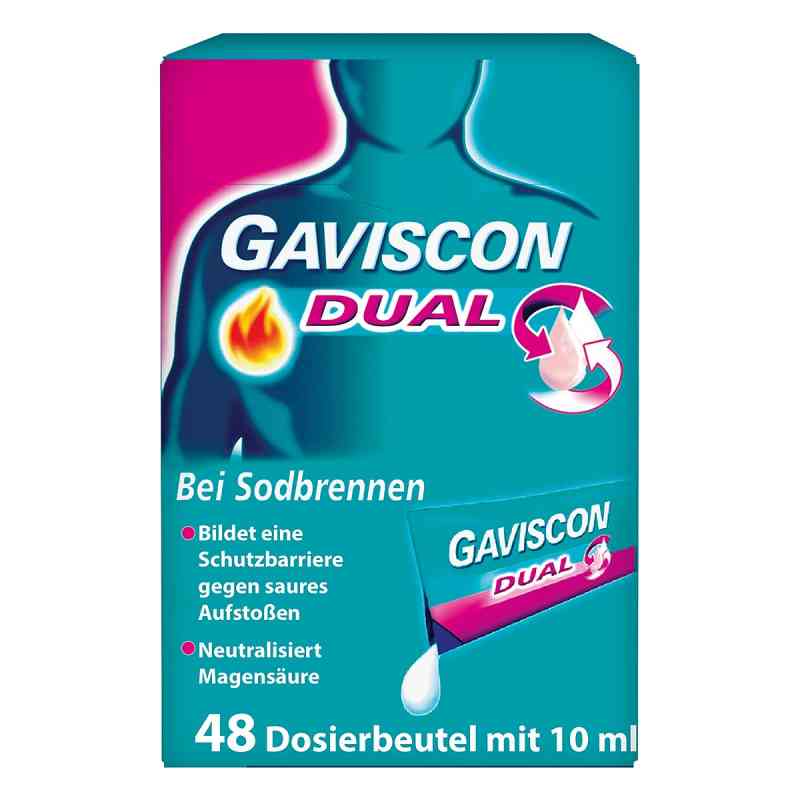 Gaviscon Dual 500mg/213mg/325mg Suspens.im Beutel 48X10 ml von Reckitt Benckiser Deutschland Gm PZN 16511079