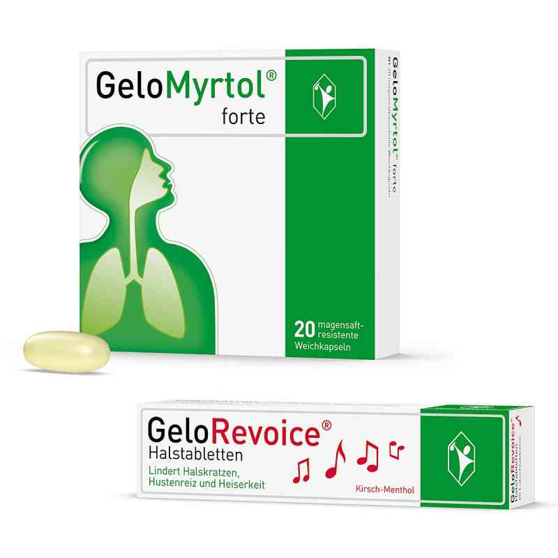 Gelomyrtol Forte + Gelorevoice Kirsch-Menthol 2x20 stk von G. Pohl-Boskamp GmbH & Co. KG PZN 08105308