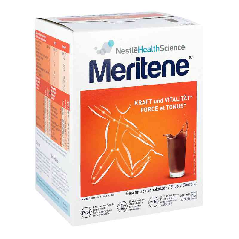 Meritene Kraft und Vitalität Schokolade Pulver 15X30 g von Nestle Health Science (Deutschla PZN 11851391