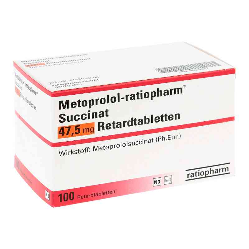 Metoprolol-ratiopharm Succinat 47,5mg 100 stk von ratiopharm GmbH PZN 00089632