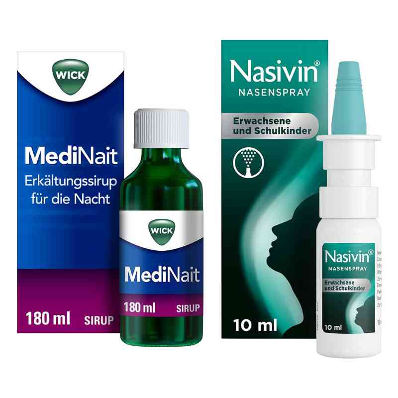 Nasivin Nasenspray 10 ml + Wick MediNait Erkältungssirup für die 1 stk von  PZN 08102441
