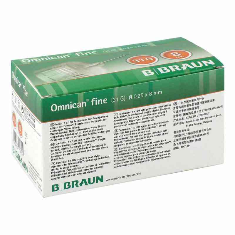 Omnican fine Pen Kanüle 31g 0,25x8mm 100 stk von B. Braun Melsungen AG PZN 07028639