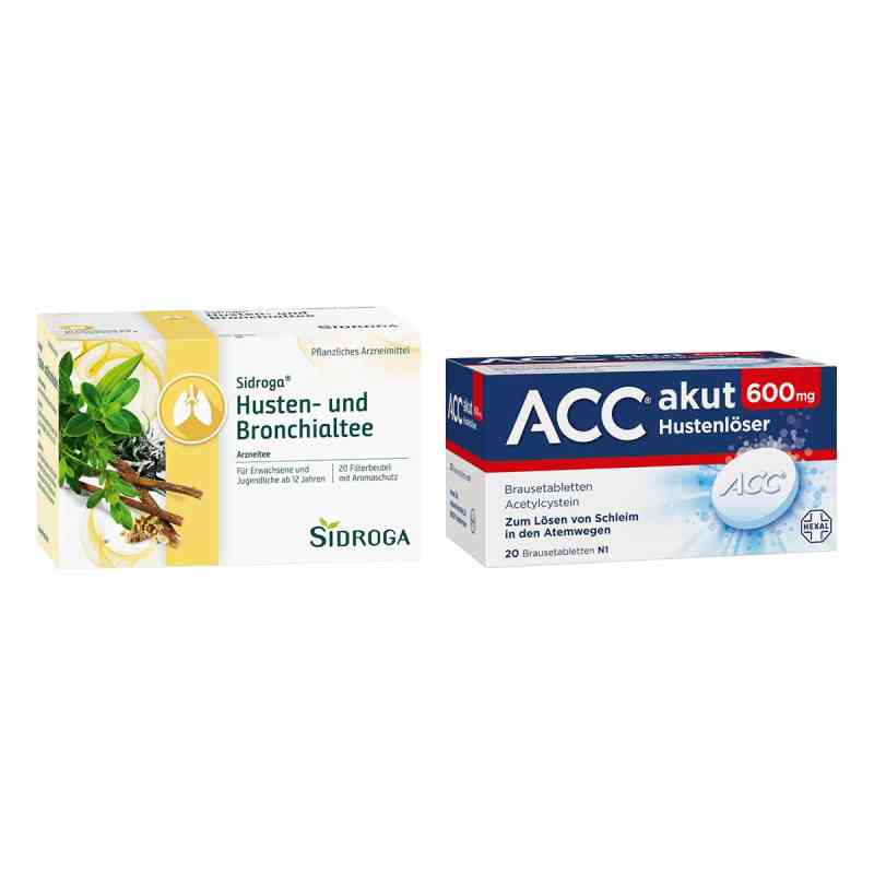 Sidroga Husten- und Bronchialtee + Acc Akut 600 Brausetabletten 1 Set von  PZN 08106791