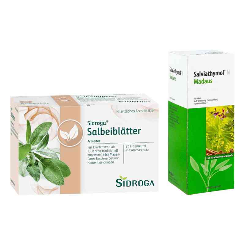 Sidroga Salbeiblätter Tee + Salviathymol N Madaus 1 Set von  PZN 08106793