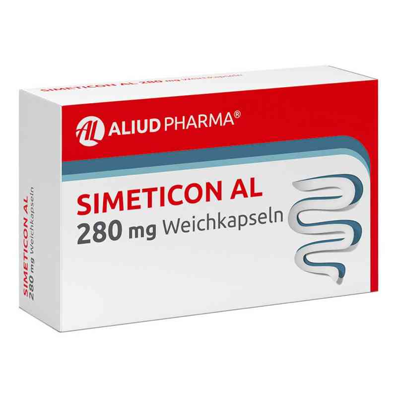 Simeticon AL 280 mg Weichkapseln bei Blähungen 32 stk von ALIUD Pharma GmbH PZN 16901107