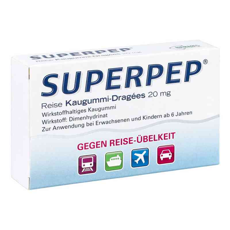 Superpep Reise Kaugummi-Dragees 20mg 10 stk von HERMES Arzneimittel GmbH PZN 04877929