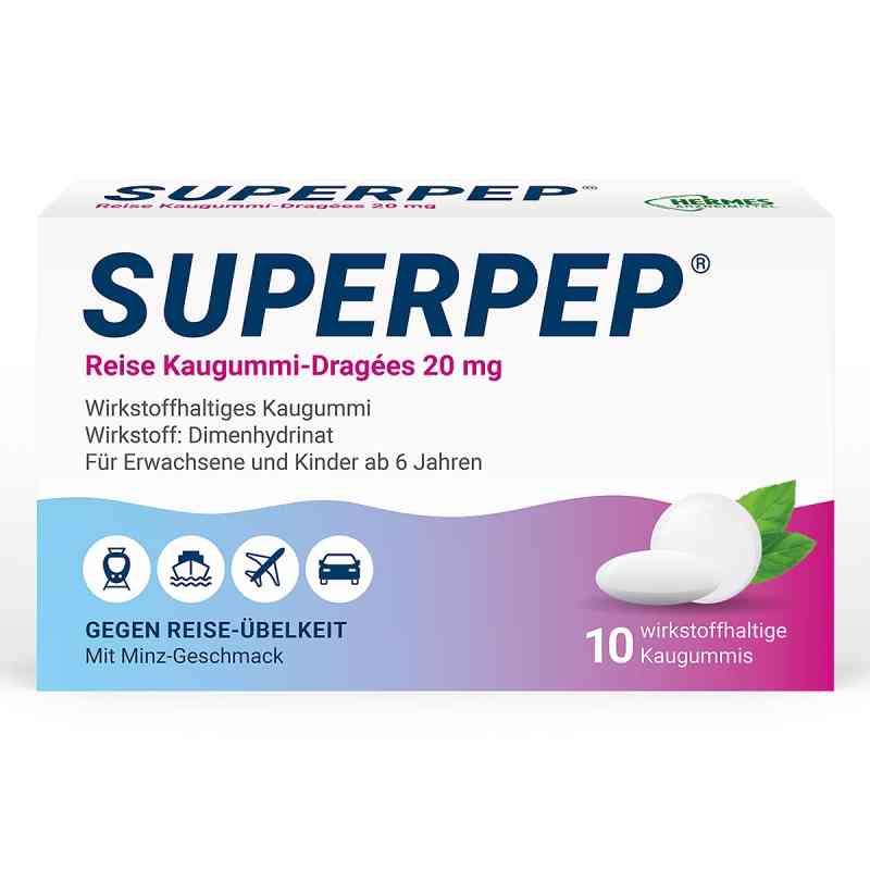 Superpep Reise Kaugummi-Dragees 20mg 10 stk von HERMES Arzneimittel GmbH PZN 04877929
