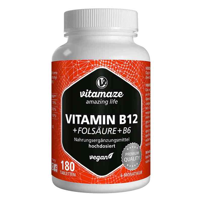 Vispura VITAMIN B12 1.000 μg hochdos.+B9+B6 vegan 180 stk von Vitamaze GmbH PZN 13834758