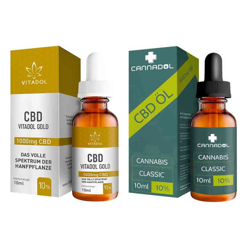 Vitadol Gold 10% Cbd Öl + Cbd 10% Bio Cannadol Hanfextrakt Class 2x10 ml von Endower GmbH PZN 08104597