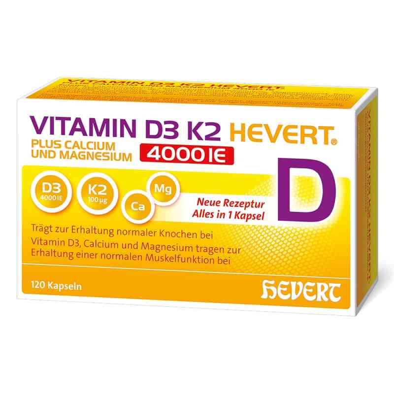 Vitamin D3 K2 Hevert + Calcium und Magnesium 4000 IE Kapseln 120 stk von Hevert-Arzneimittel GmbH & Co. KG PZN 19295713