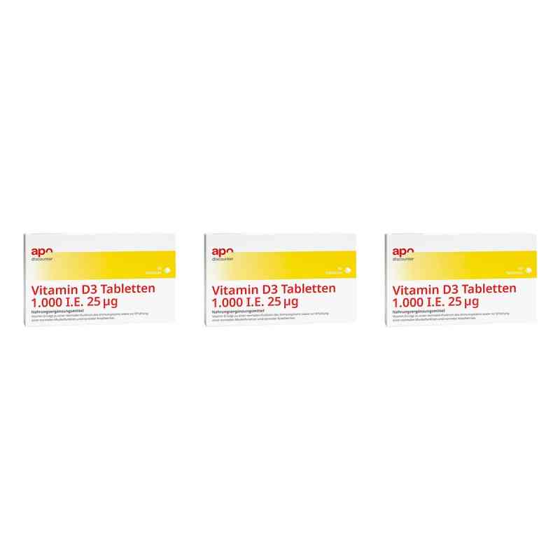Vitamin D3 Tabletten 1000 I.e. 25 mcg von apodiscounter 3x 90 stk von apo.com Group GmbH PZN 08101840