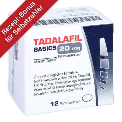 Tadalafil Basics 20 mg Filmtabletten 12 stk von Basics GmbH PZN 14131177