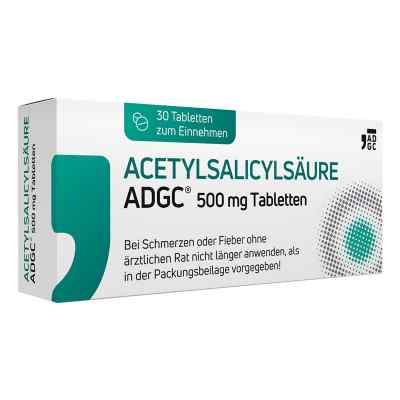Acetylsalicylsäure ADGC 500 Mg Tabletten 30 stk von Zentiva Pharma GmbH PZN 17526410