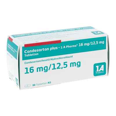 Candesartan plus-1A Pharma 16mg/12,5mg 98 stk von 1 A Pharma GmbH PZN 09519896