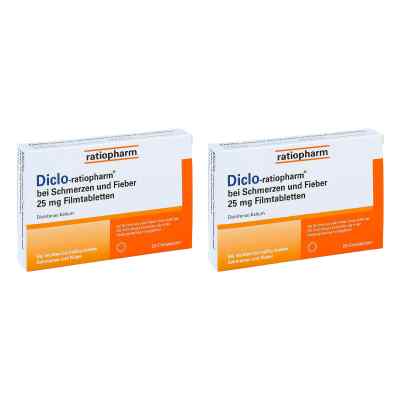 Diclo-ratiopharm bei Schmerzen und Fieber 25 mg Filmtabletten 2x20 stk von ratiopharm GmbH PZN 08102260
