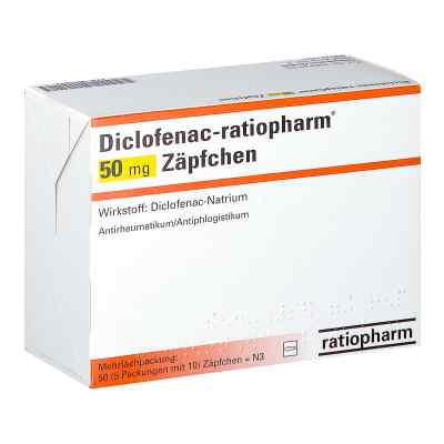Diclofenac-ratiopharm 50 mg Zäpfchen 50 stk von ratiopharm GmbH PZN 06605945