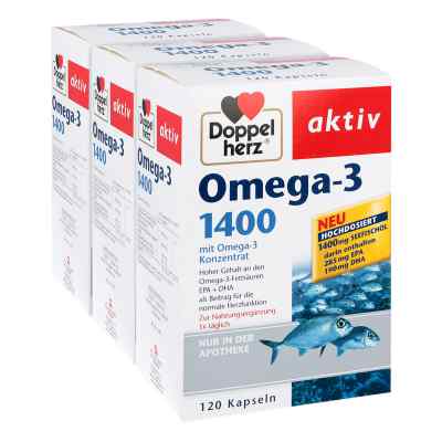 Doppelherz Omega-3 1.400 Kapseln 3x120 stk von Queisser Pharma GmbH & Co. KG PZN 08100281