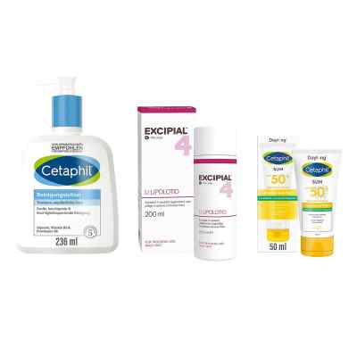 Excipial & Cetaphil Set: Reinigung, Pflege & UV-Schutz