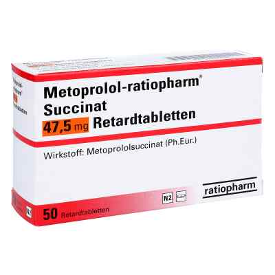 Metoprolol-ratiopharm Succinat 47,5mg 50 stk von ratiopharm GmbH PZN 00089626