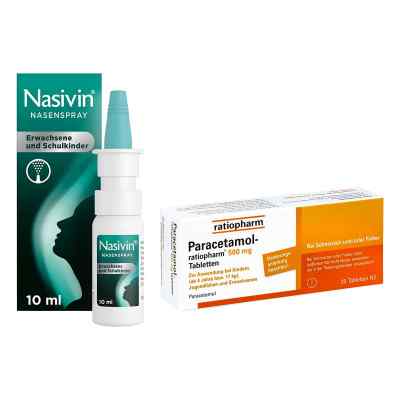 Nasivin Nasenspray 10 ml + Paracetamol ratiopharm 500mg 20 stk