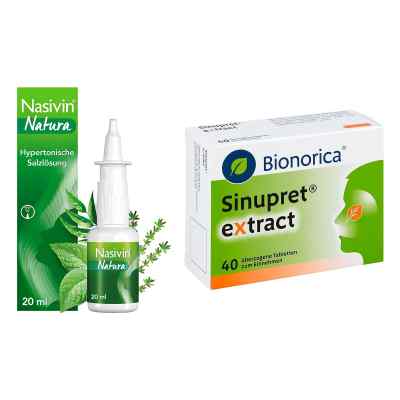 Nasivin Natura Nasenspray 20 ml + Sinupret extract überzogene Ta 1 stk von  PZN 08102445