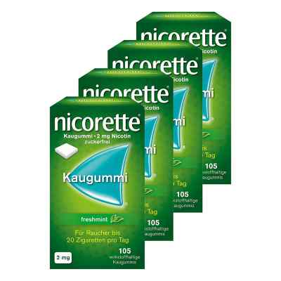 Nicorette 2 mg freshmint Kaugummi 4 x 105 stk von  PZN 08101509