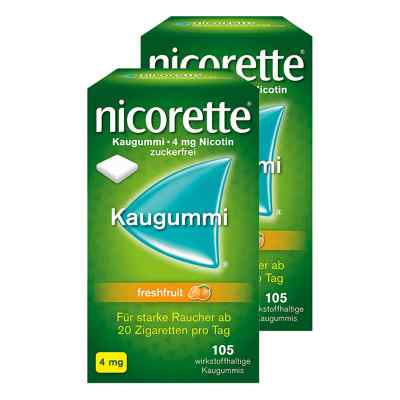 Nicorette 4 mg freshfruit Kaugummi 2 x 105  stk von  PZN 08101511
