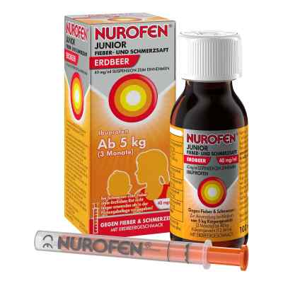 Nurofen Junior Fieber-u.schmerzsaft Erdbe.40 Mg/ml 100 ml von Reckitt Benckiser Deutschland Gm PZN 16538227