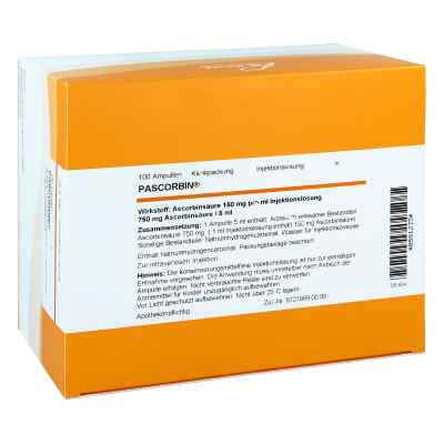 Pascorbin 750 mg Ascorbinsäure/5ml Injektionslösung 100X5 ml von Pascoe pharmazeutische Präparate PZN 00581273