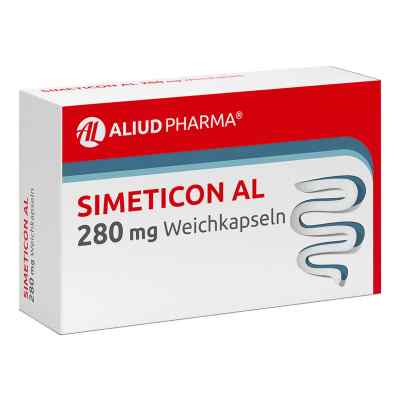 Simeticon AL 280 mg Weichkapseln bei Blähungen 32 stk von ALIUD Pharma GmbH PZN 16901107