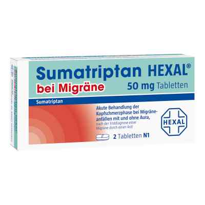 Sumatriptan Hexal bei Migräne 50 mg Tabletten 2 stk von Hexal AG PZN 14286589