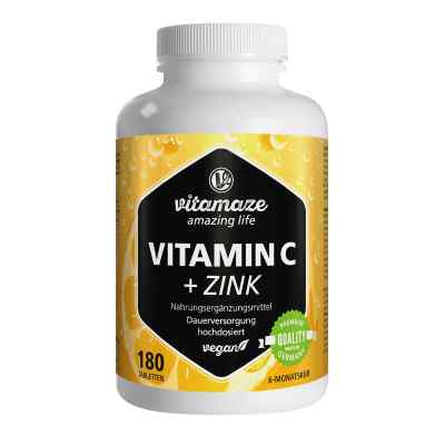Vitamaze VITAMIN C1000 mg hochdosiert+Zink vegan 180 stk von Vitamaze GmbH PZN 12741411