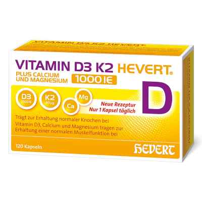 Vitamin D3 K2 Hevert + Calcium und Magnesium 1000 IE Kapseln