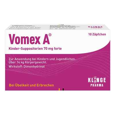 Vomex A Kinder Zäpfchen 70mg forte 10 stk von Klinge Pharma GmbH PZN 01493022