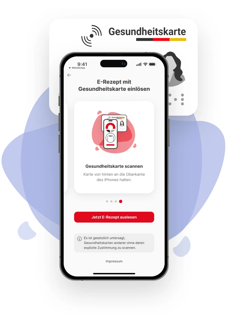 Elektronische Gesundheitskarte auf Smartphone für App-Nutzung